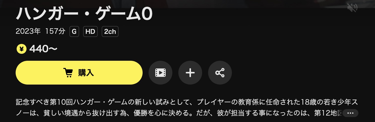 DMM TVのハンガー・ゲーム0配信画像