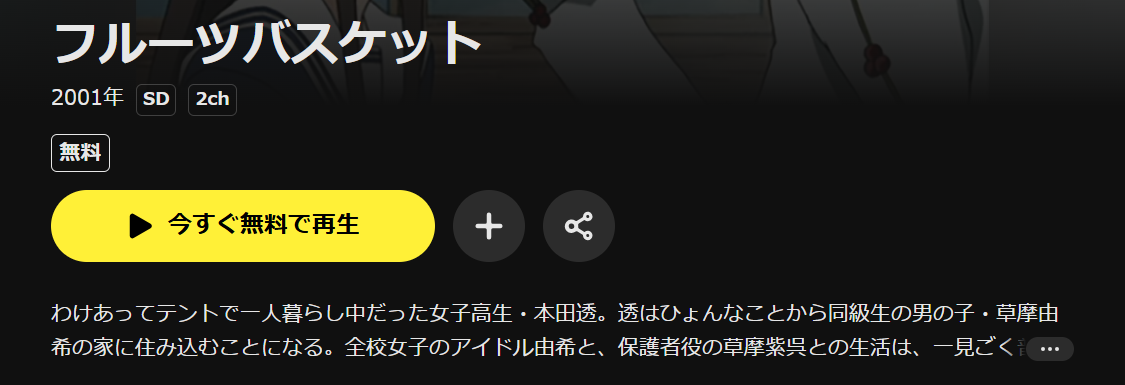 DMM TVのフルーツバスケット(2001年)配信画像