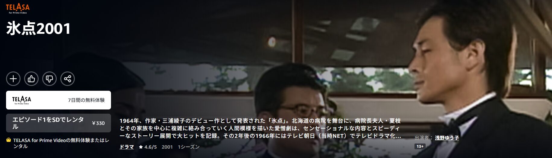 Amazonプライムの氷点2001配信画像