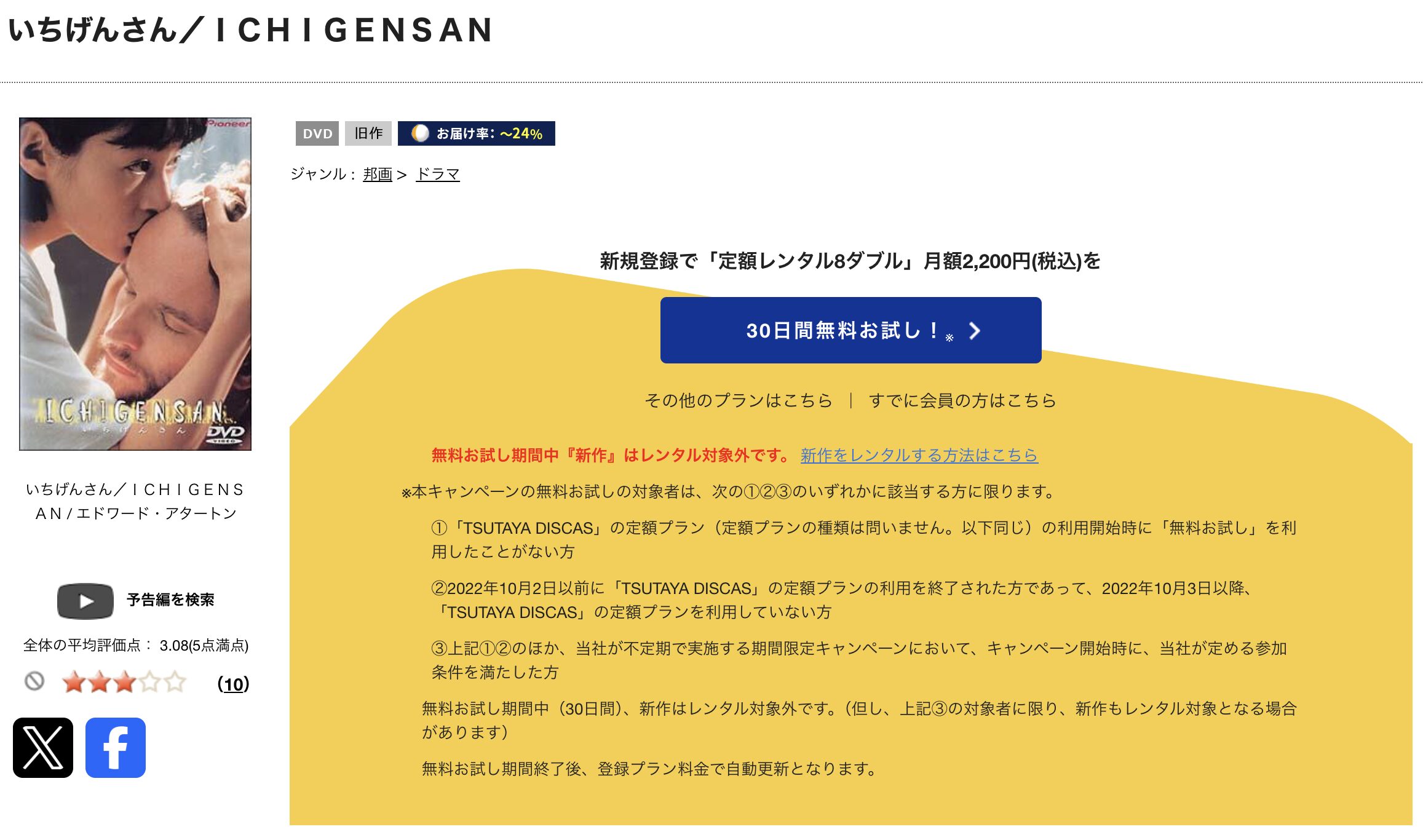 TSUTAYA DISCASのいちげんさん
