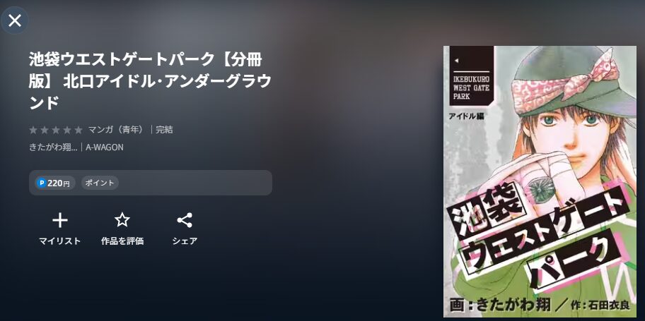 U-NEXTの池袋ウエストゲートパーク配信画像 漫画