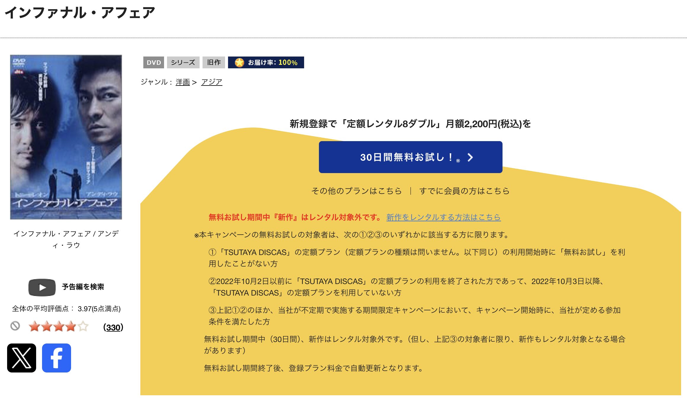 TSUTAYA DISCASのインファナル・アフェア