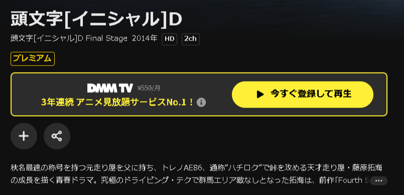 DMM TVの頭文字（イニシャル）D Final Stage配信画像