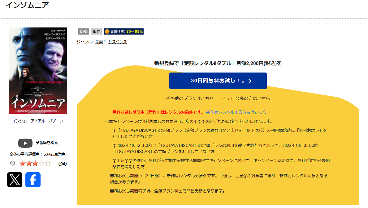 TSUTAYA DISCASのインソムニア