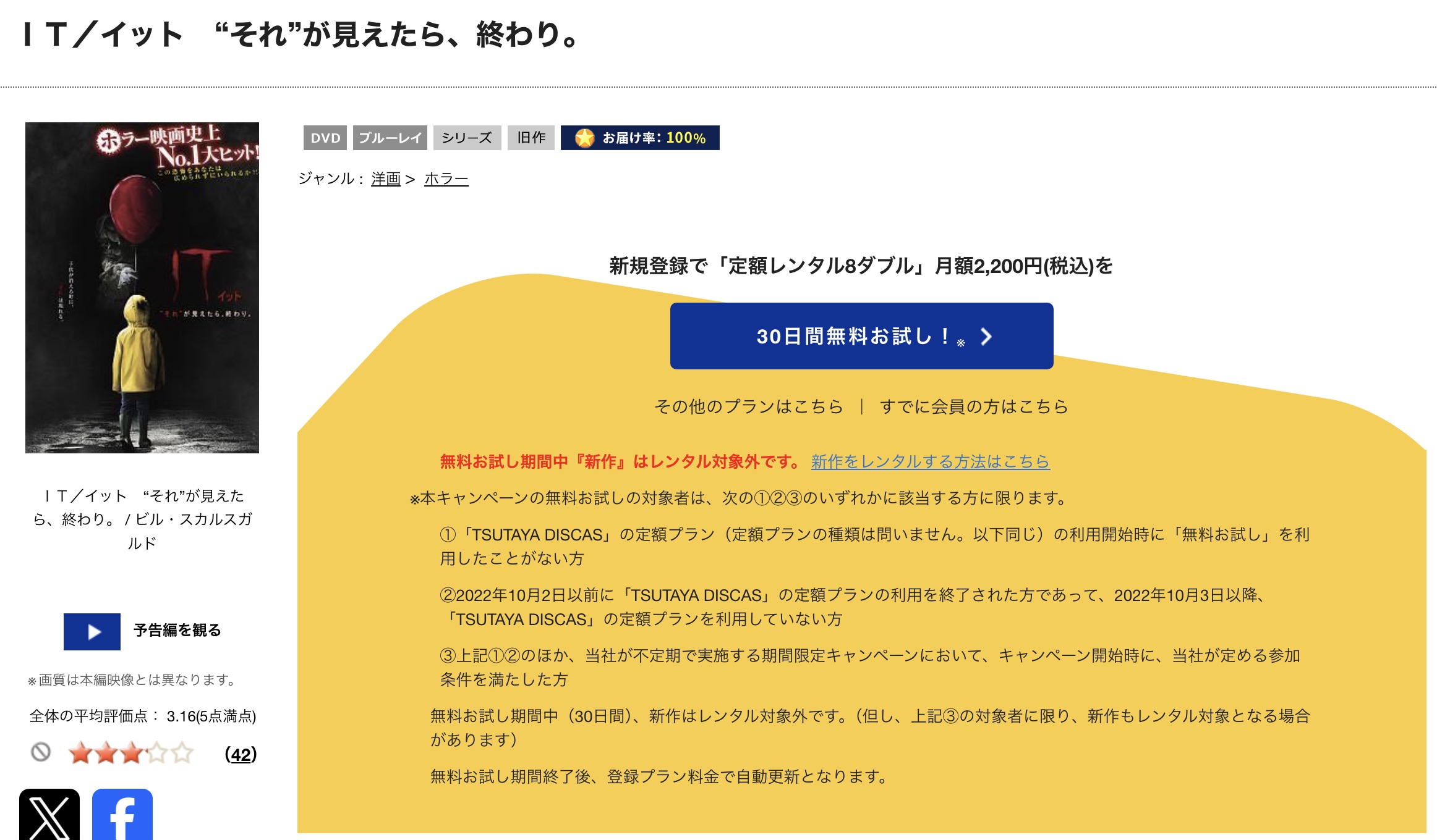 TSUTAYA DISCASのIT/イット “それ”が見えたら、終わり。