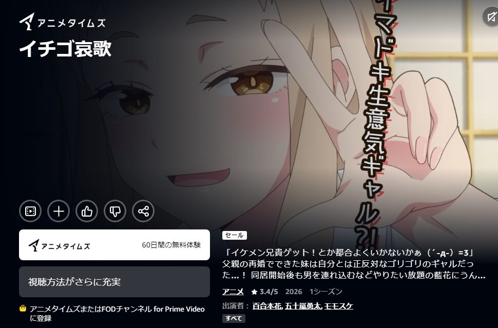 Amazonプライムのイチゴ哀歌配信画像