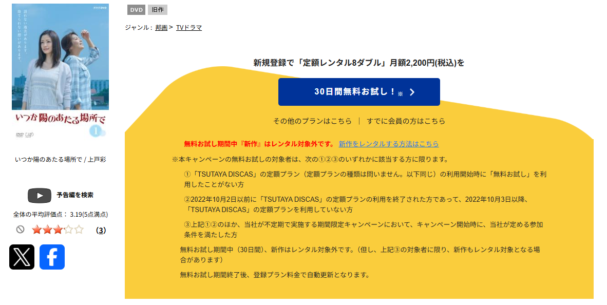 TSUTAYA DISCASのいつか陽のあたる場所で