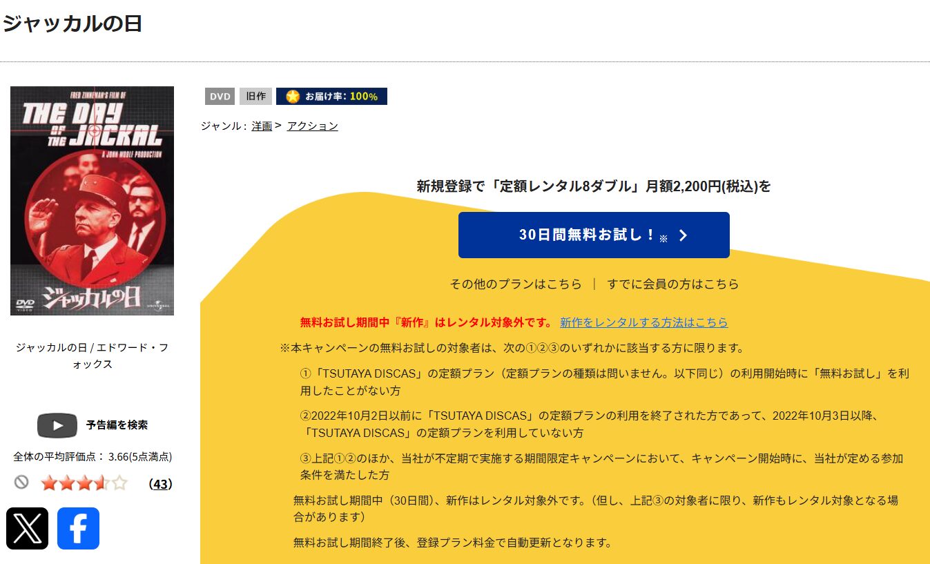 TSUTAYA DISCASのジャッカルの日