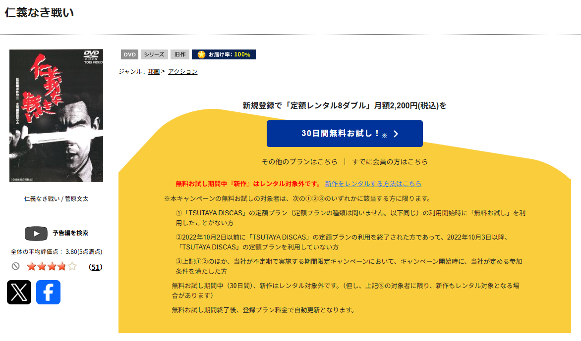 TSUTAYA DISCASの仁義なき戦い
