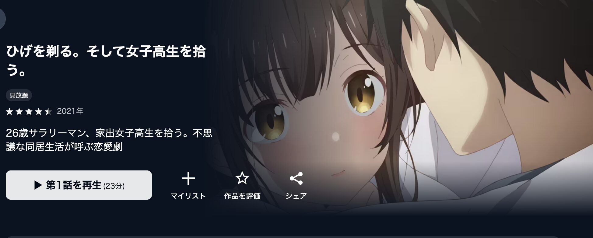 U-NEXTのひげを剃る。そして女子高生を拾う。配信画像