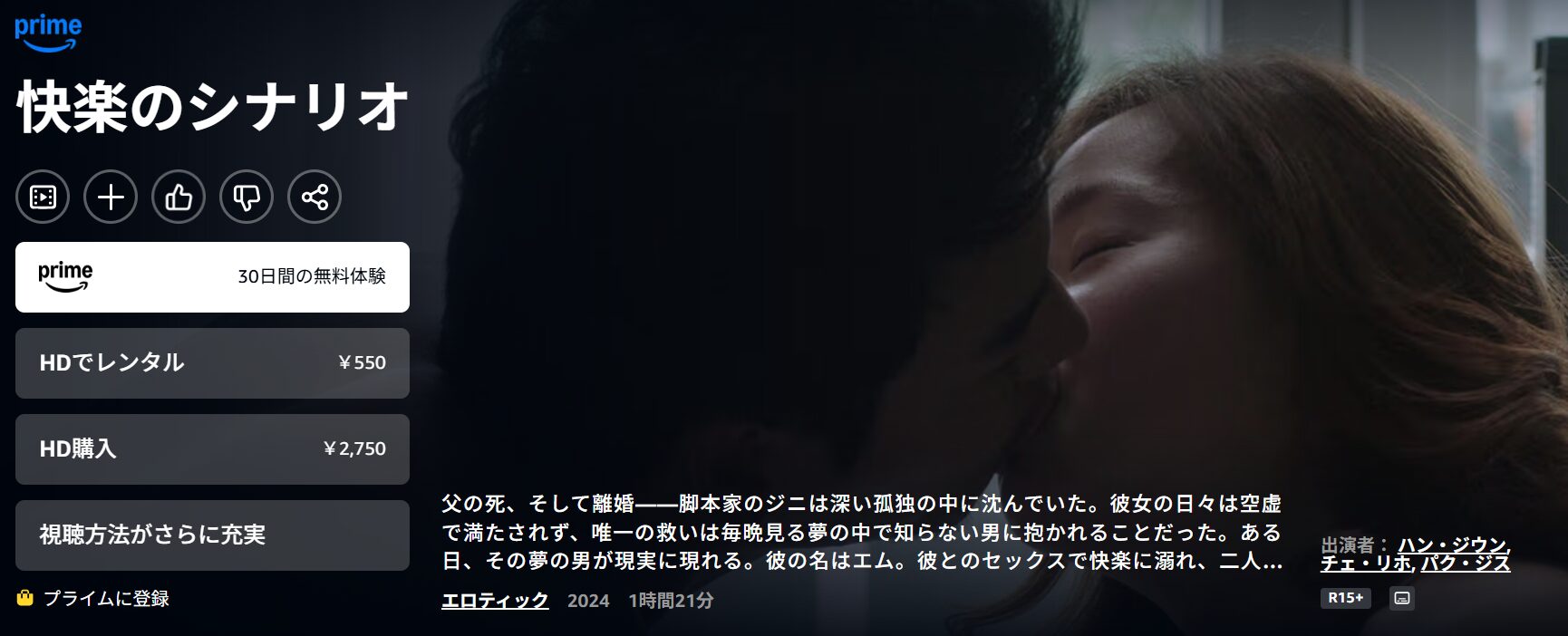 Amazonプライムの快楽のシナリオ配信画像