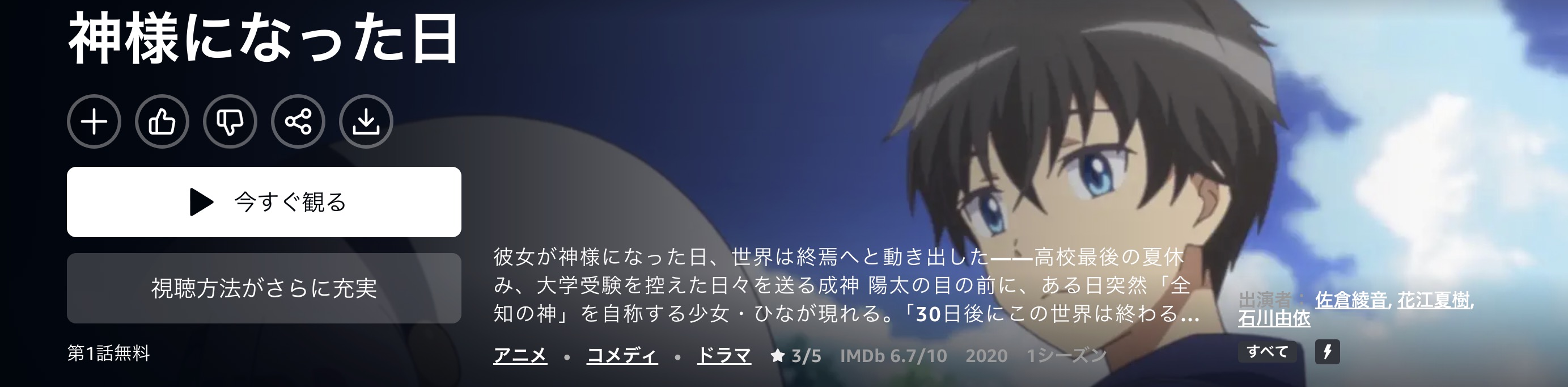 Amazonプライムの神様になった日配信画像