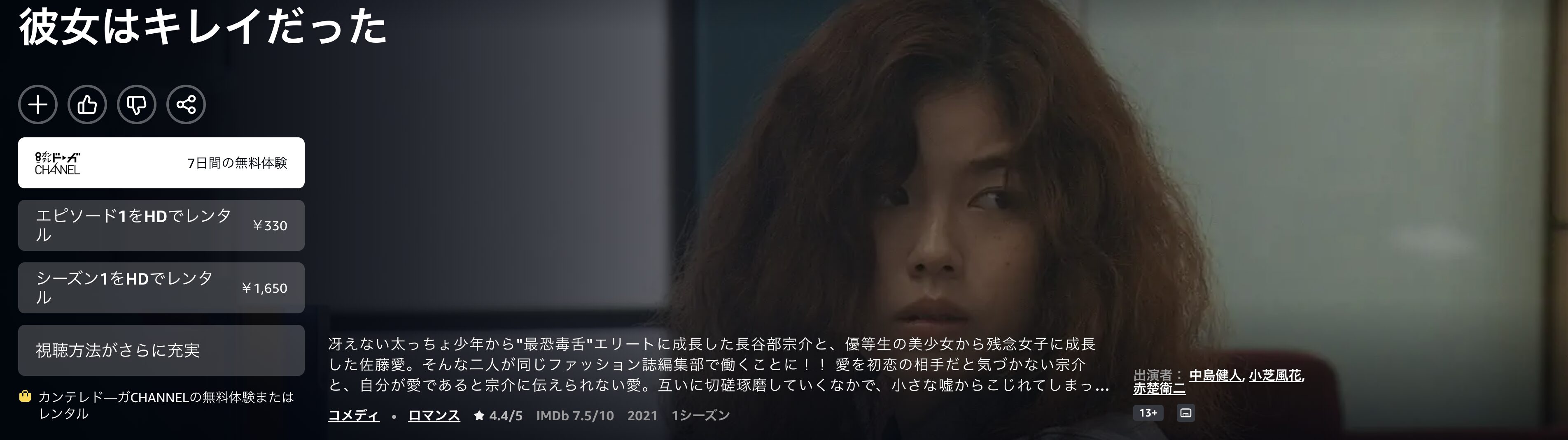 Amazonプライムの彼女はキレイだった配信画像