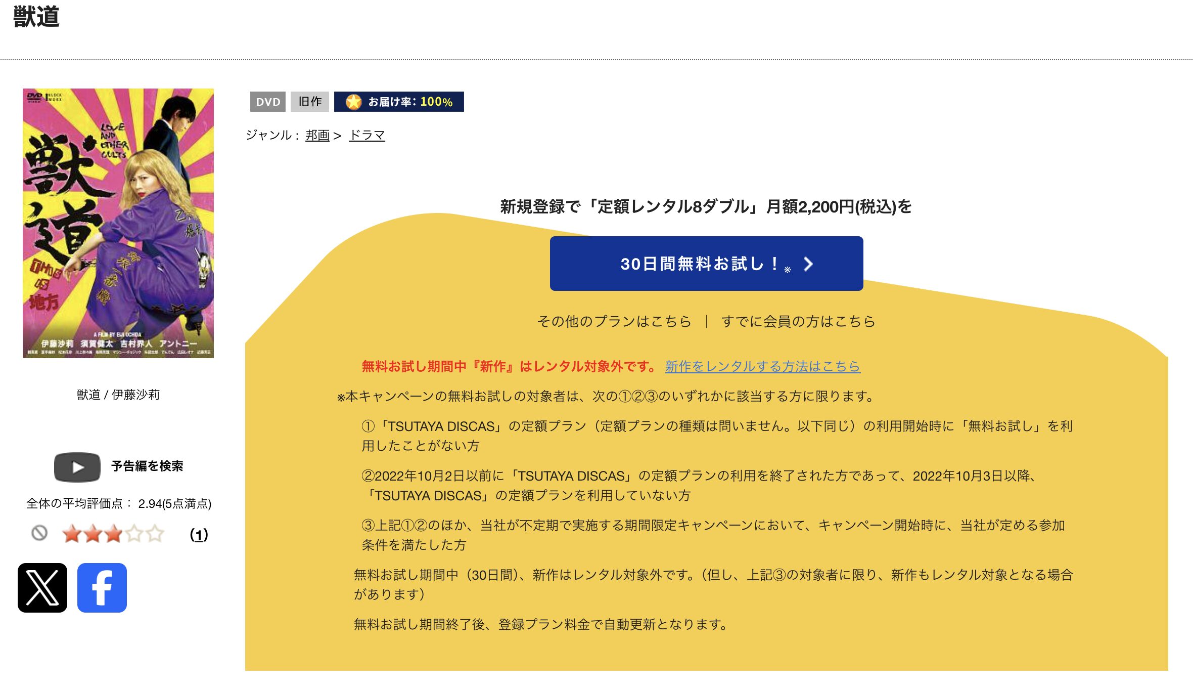 TSUTAYA DISCASの獣道