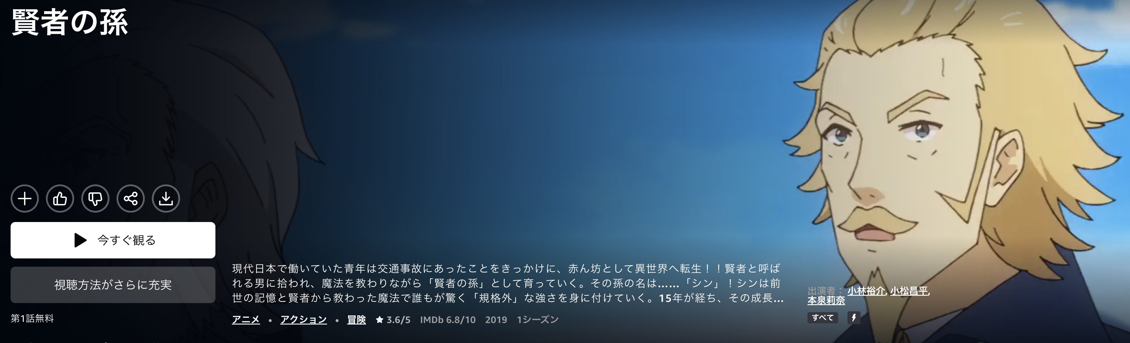 Amazonプライムの賢者の孫配信画像