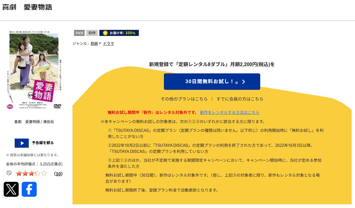 TSUTAYA DISCASの喜劇 愛妻物語