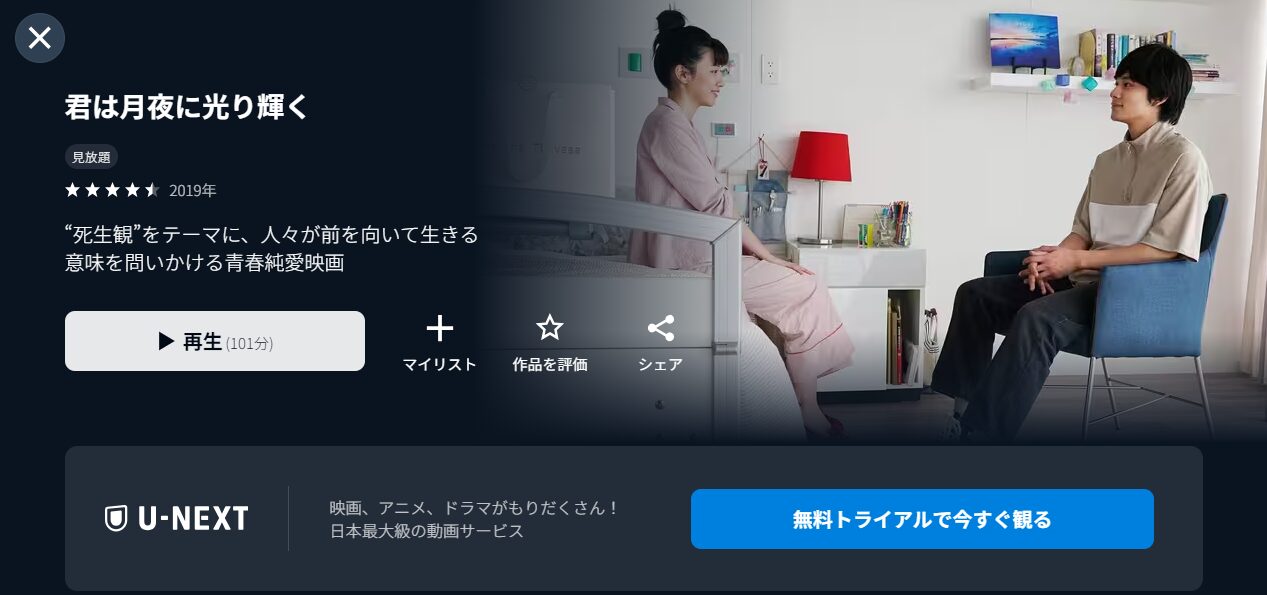 U-NEXTの君は月夜に光り輝く配信画像