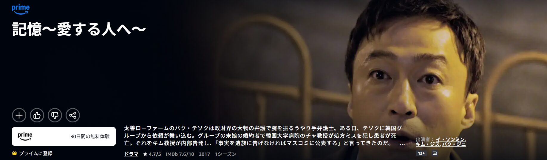 Amazonプライムの記憶～愛する人へ～配信画像