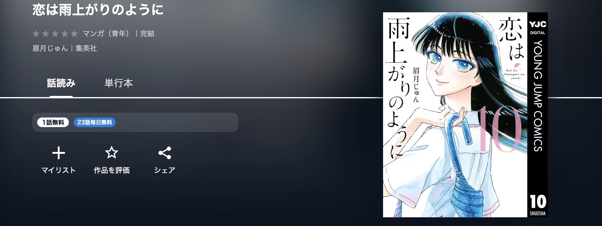 U-NEXTの恋は雨上がりのように漫画画像