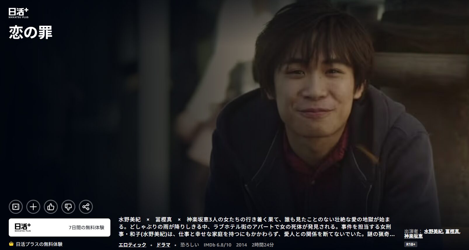 Amazonプライムの恋の罪配信画像