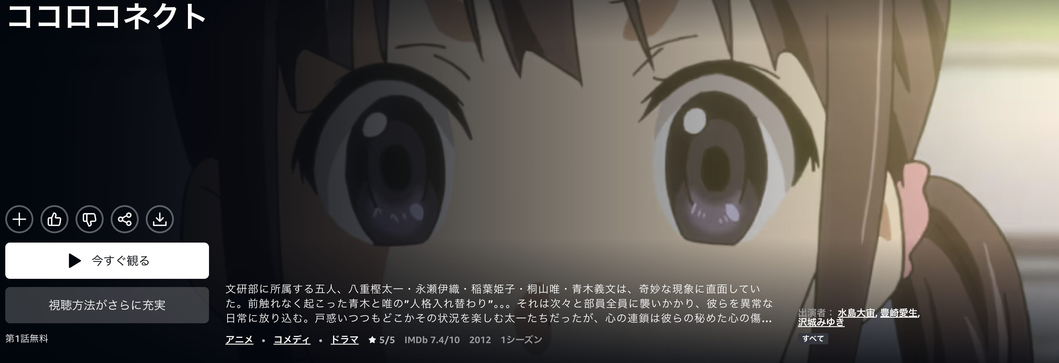 Amazonプライムのココロコネクト配信画像