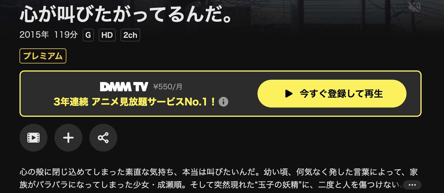 DMM TVの心が叫びたがってるんだ。配信画像