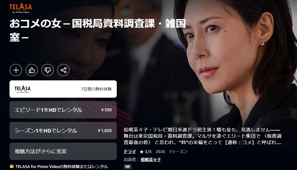 Amazonプライムのおコメの女配信画像