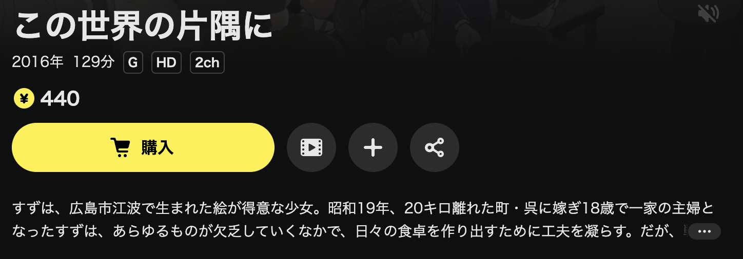 DMM TVのこの世界の片隅に配信画像