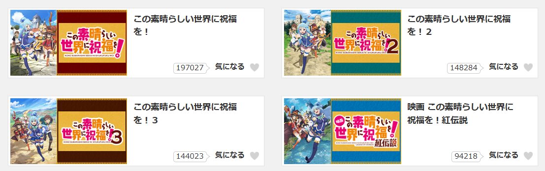 dアニメストアのこのすば配信画像