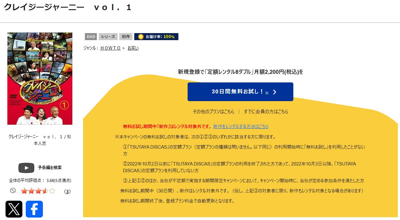 TSUTAYA DISCASのクレイジージャーニー