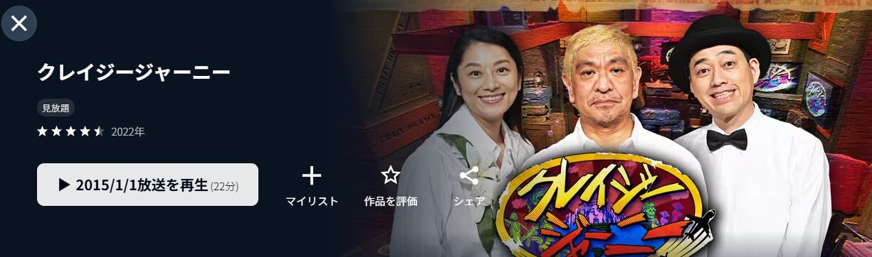 U-NEXTのクレイジージャーニー配信画像
