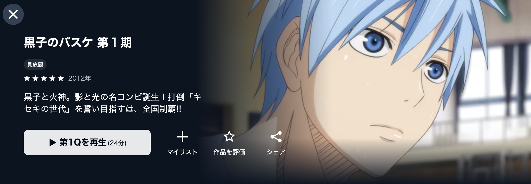 U-NEXTの黒子のバスケ 第1期配信画像