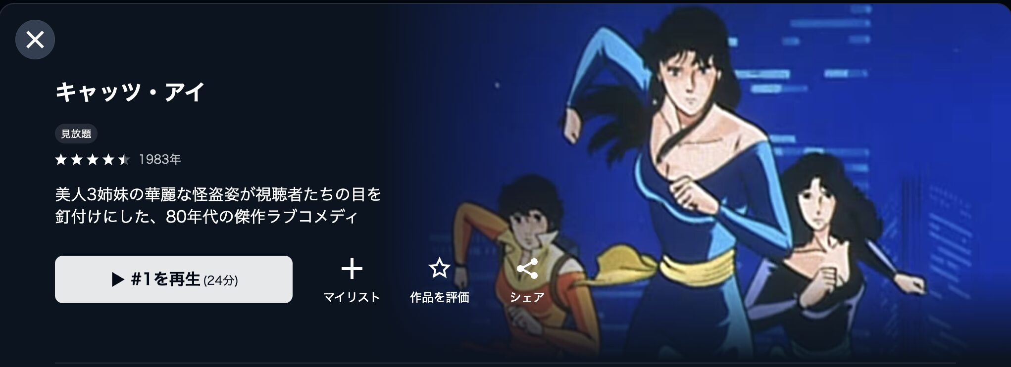 U-NEXTのキャッツ・アイ(1期)配信画像