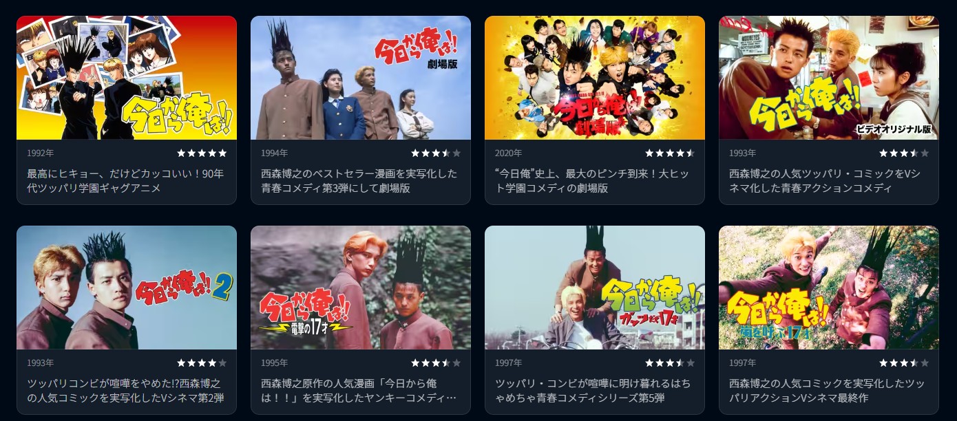 U-NEXTの今日から俺は配信画像