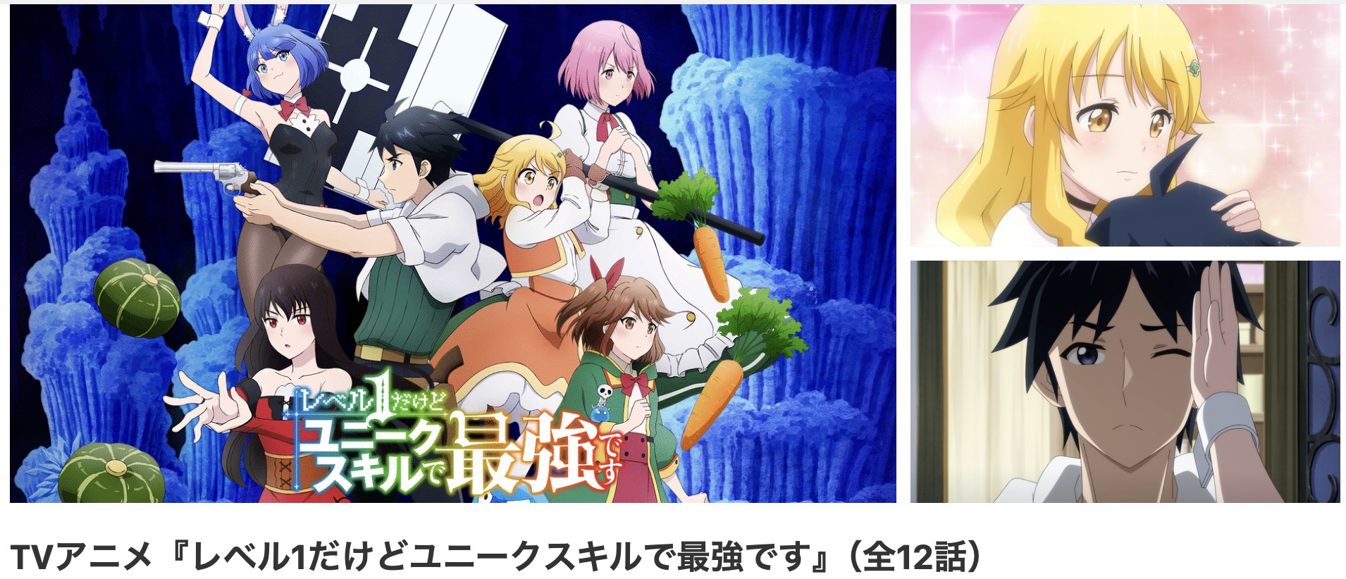 dアニメストアのレベル1だけどユニークスキルで最強です配信画像