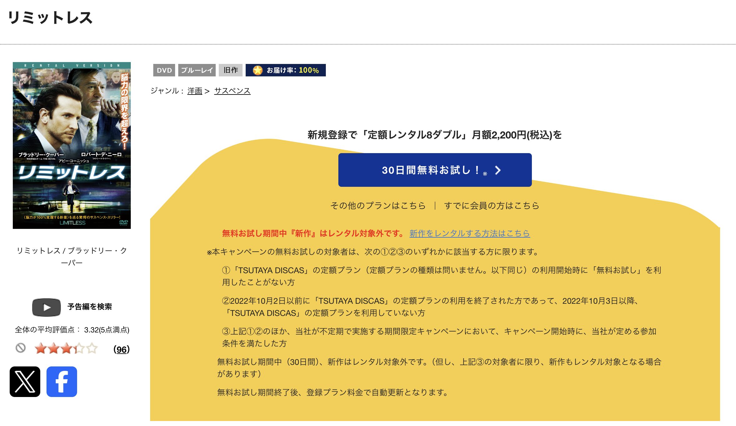 TSUTAYA DISCASのリミットレス