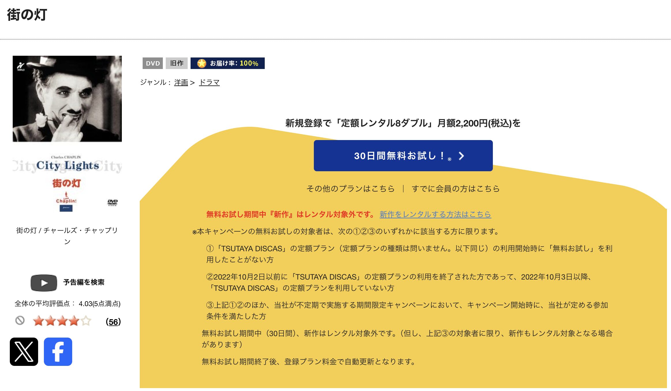 TSUTAYA DISCASの街の灯