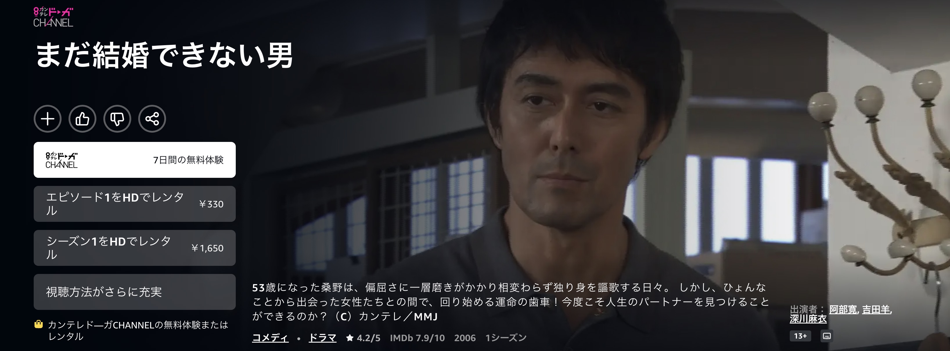 Amazonプライムのまだ結婚できない男配信画像