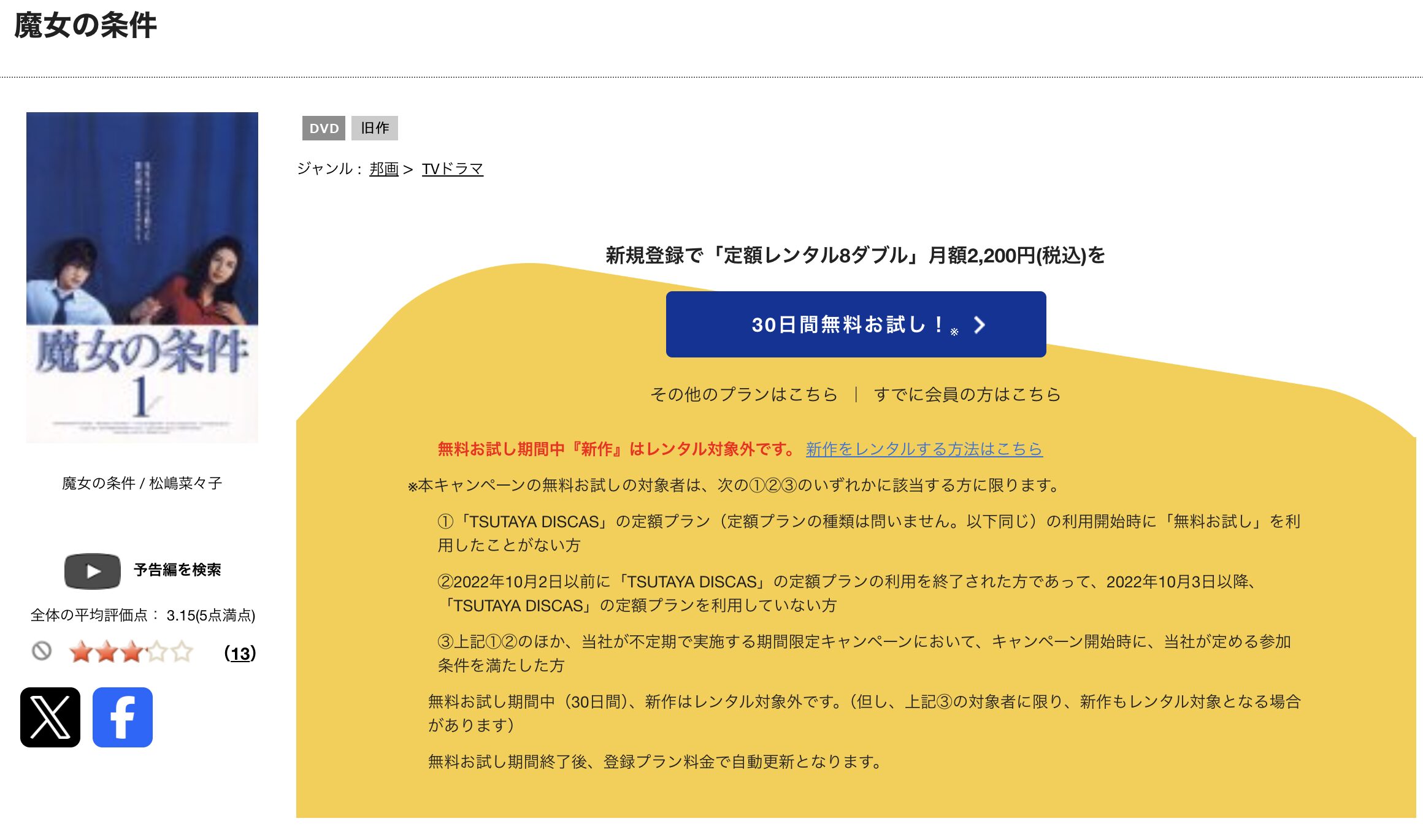 TSUTAYA DISCASの魔女の条件