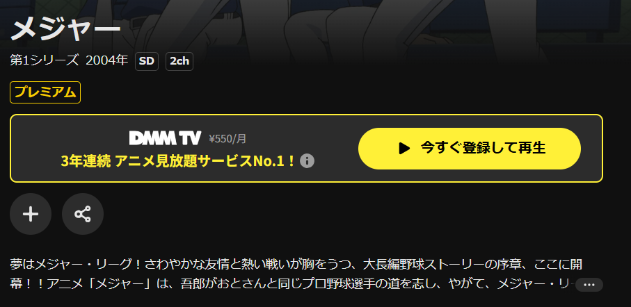 DMM TVのメジャー第1シリーズ(1期)配信画像