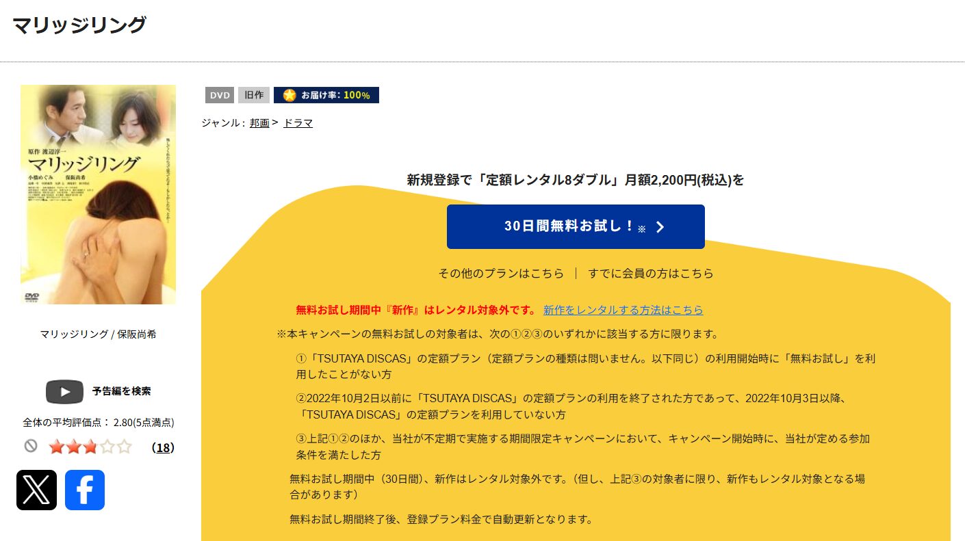 TSUTAYA DISCASのマリッジリング