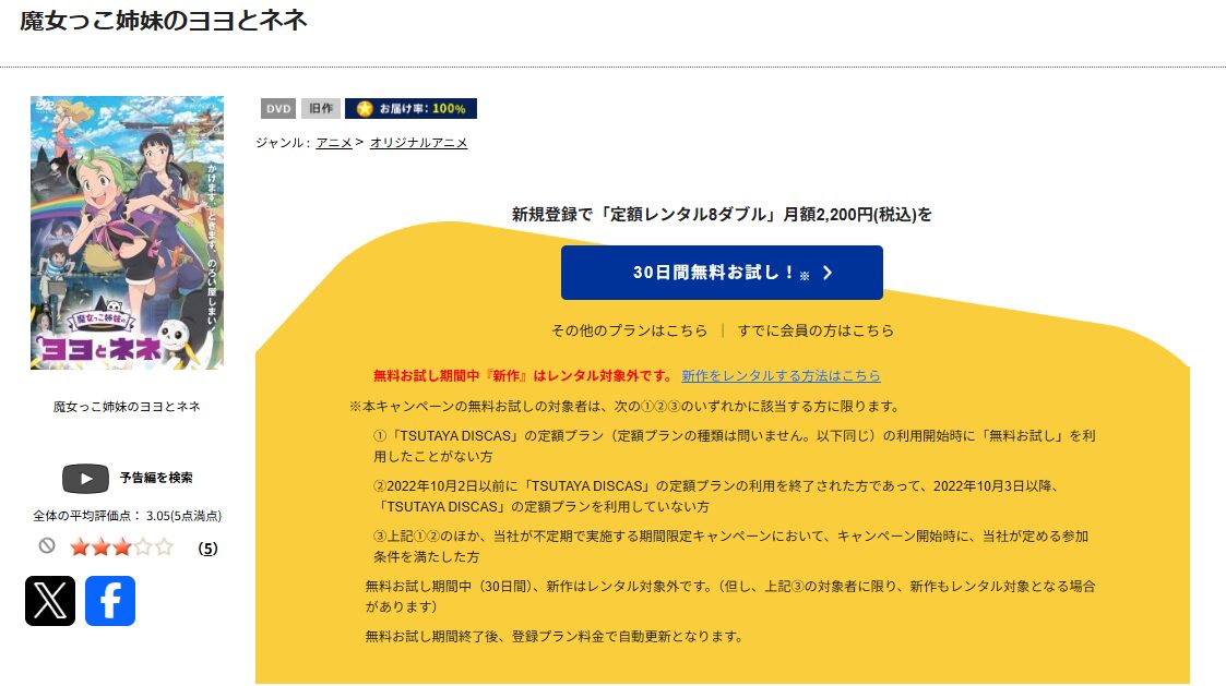 TSUTAYA DISCASの魔女っこ姉妹のヨヨとネネ