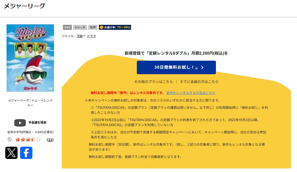 TSUTAYA DISCASのメジャーリーグ