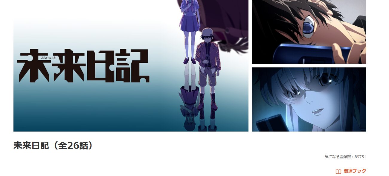 dアニメストアの未来日記配信画像