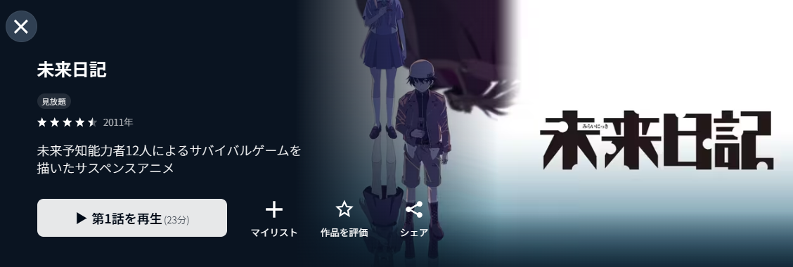 U-NEXTの未来日記配信画像