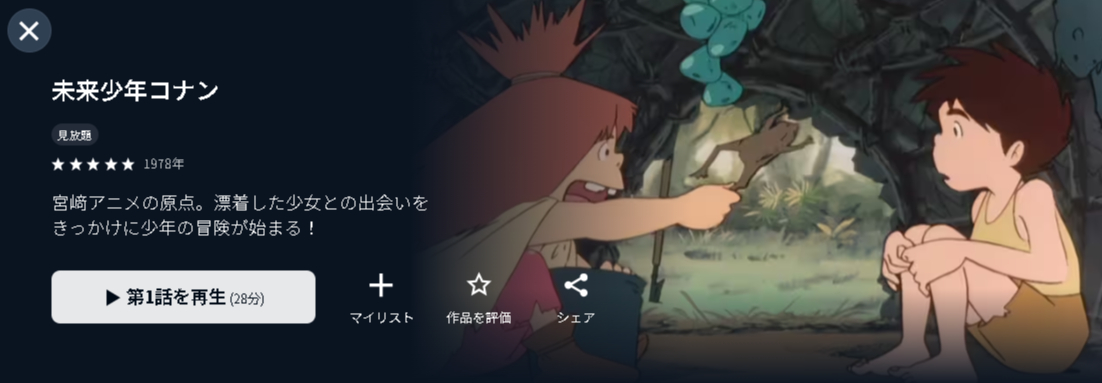 U-NEXTの未来少年コナン配信画像