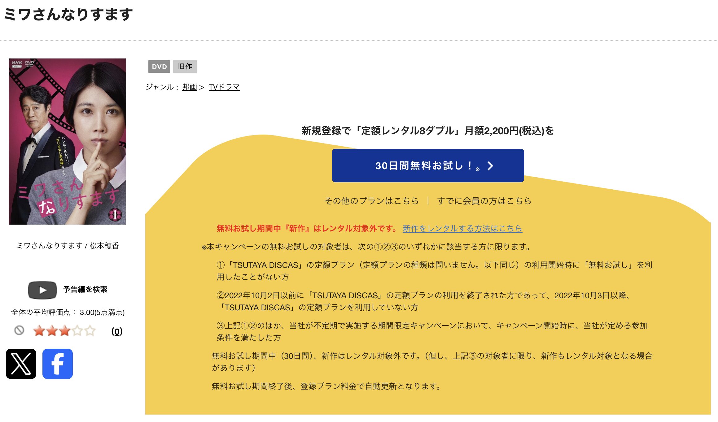 TSUTAYA DISCASのミワさんなりすます