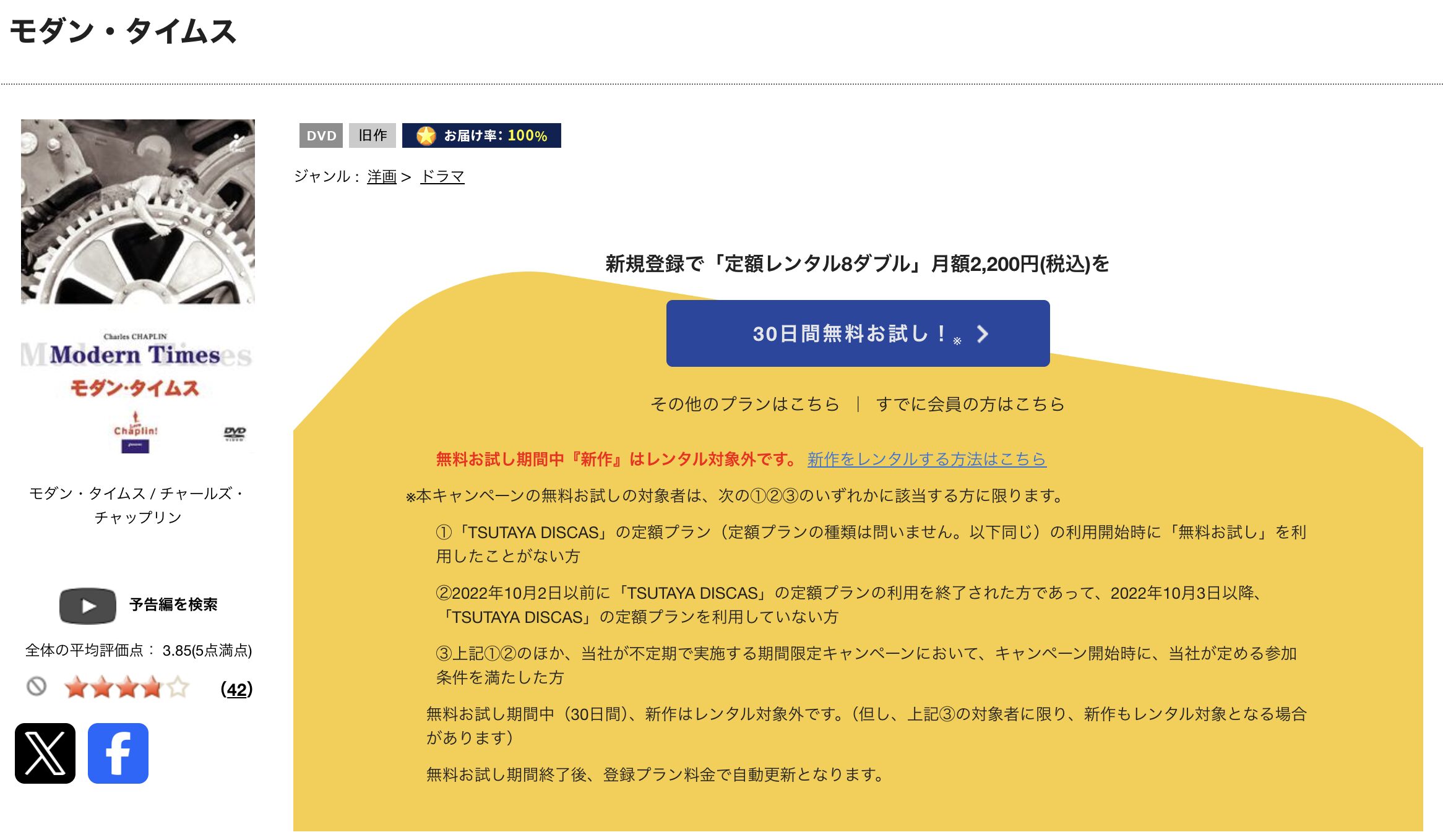 TSUTAYA DISCASのモダン・タイムス
