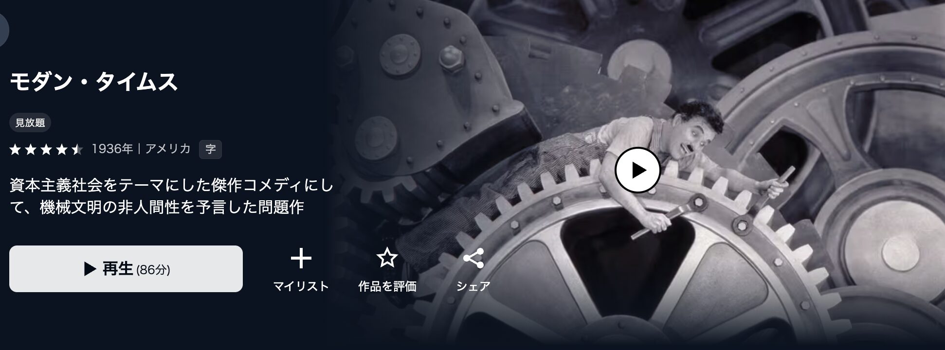 U-NEXTのモダン・タイムス配信画像