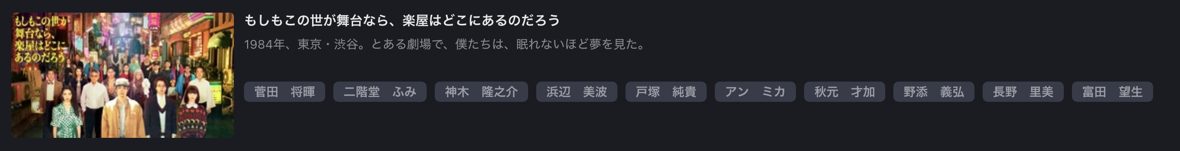FOD Premiumのもしもこの世が舞台なら、楽屋はどこにあるのだろう配信画像